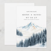 Druckgebirge mit Wasserfarbe Save The Date (Vorne/Hinten)