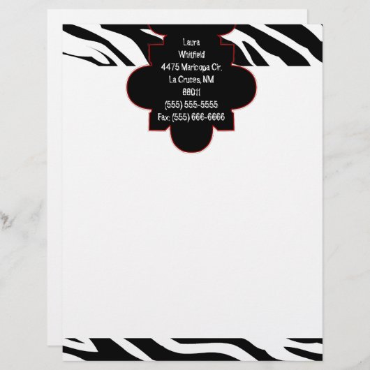 Druckgeschirr aus schwarzem und weißem Zebra Briefkopf (Vorne/Hinten)