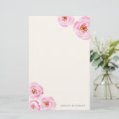 Druckgeschirr mit rosa Rose Briefpapier (Stehend Vorderseite)
