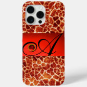 DRUCKGIRAFFE-HAUT-ROTE RUBY GEMSTONE-MONOGRAMM, Case-Mate iPhone HÜLLE (Rückseite)