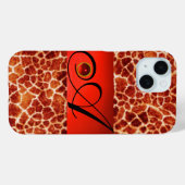 DRUCKGIRAFFE-HAUT-ROTE RUBY GEMSTONE-MONOGRAMM, Case-Mate iPhone HÜLLE (Rückseite (Horizontal))