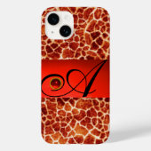 DRUCKGIRAFFE-HAUT-ROTE RUBY GEMSTONE-MONOGRAMM, Case-Mate iPhone HÜLLE (Rückseite)