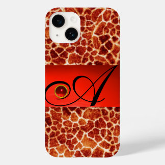 DRUCKGIRAFFE-HAUT-ROTE RUBY GEMSTONE-MONOGRAMM, Case-Mate iPhone HÜLLE