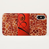 DRUCKGIRAFFE-HAUT-ROTE RUBY GEMSTONE-MONOGRAMM, Case-Mate iPhone HÜLLE (Rückseite (Horizontal))