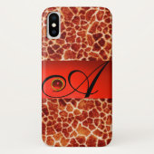 DRUCKGIRAFFE-HAUT-ROTE RUBY GEMSTONE-MONOGRAMM, Case-Mate iPhone HÜLLE (Rückseite)
