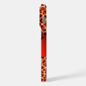 DRUCKGIRAFFE-HAUT-ROTE RUBY GEMSTONE-MONOGRAMM, iPhone HÜLLE (Linke Seite)