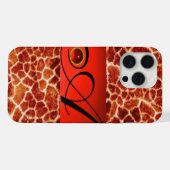 DRUCKGIRAFFE-HAUT-ROTE RUBY GEMSTONE-MONOGRAMM, iPhone HÜLLE (Rückseite (Horizontal))