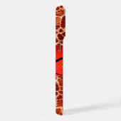 DRUCKGIRAFFE-HAUT-ROTE RUBY GEMSTONE-MONOGRAMM, iPhone HÜLLE (Rechte Seite)