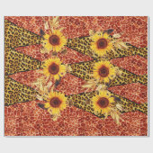 DRUCKGIRAFFE, LEOPARD FUR RIBBON UND SUFLOWEREN GESCHENKPAPIER (Flach)