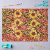 DRUCKGIRAFFE, LEOPARD FUR RIBBON UND SUFLOWEREN SEIDENPAPIER (Basteln)