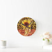 DRUCKGIRAFFE, LEOPARD FUR UND SONNENBLUME RUNDE WANDUHR (Zuhause)