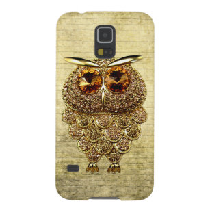 Druckgold u. bernsteinfarbiges Eulen-Juwel Galaxy S5 Cover
