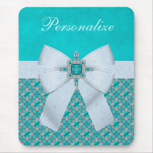 DruckImitat-Bogen-u. Aquamarine-u. Silber-Juwelen Mousepad