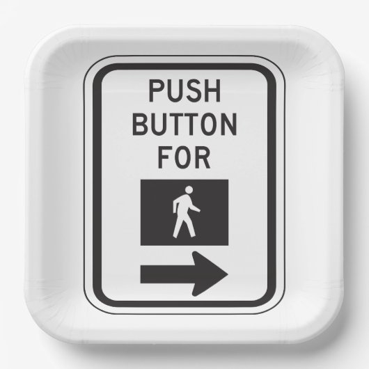 Druckknopf für Fußgängerüberquerung Pappteller (Vorderseite)