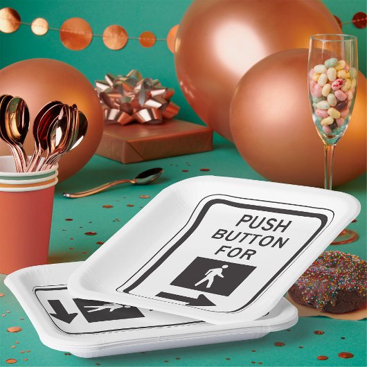Druckknopf für Fußgängerüberquerung Pappteller