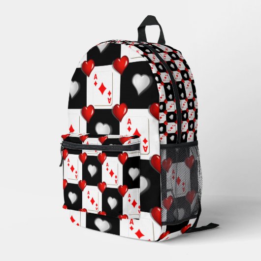 Druckknopfkarten für die Papiertüte Rote Herzen Bedruckter Rucksack (Rückseitige Ecke Rechts)