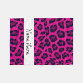 Druckleoparden in Pink Individuelle Name blau Fleecedecke (Vorderseite (Horizontal))