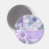 Druckmagnet mit lila Blume Magnet (Vorderseite/Rückseite)