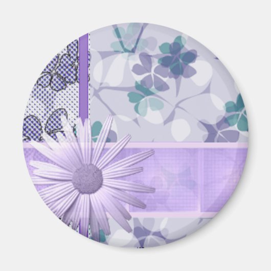 Druckmagnet mit lila Blume Magnet (Vorne)
