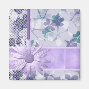 Druckmagnet mit lila Blume Magnet