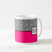 Druckmonogramm (schwarz/weiß) mit weißem Zebra Kaffeetasse (VorderseiteRechts)