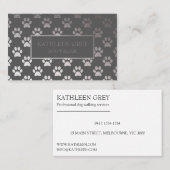 Druckmuster aus Silber und Graupaw | Dog Walker Visitenkarte (Vorne/Hinten)