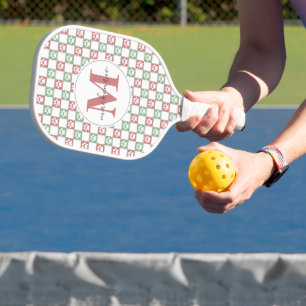 Druckmuster für die Farbe Rot und Grüner Hund Pickleball Schläger