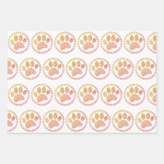 Druckmuster für gestörte Paw- und Round-Frame-Hund Geschenkpapier Set (Vorderseite 2)