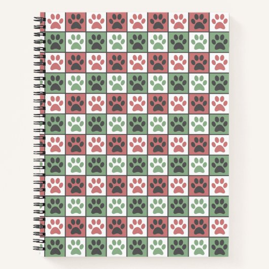 Druckmuster für rote und grüne, karierte Hunde Notizblock (Vorderseite)