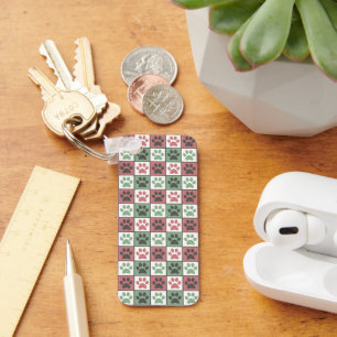 Druckmuster für rote und grüne, karierte Hunde Schlüsselanhänger