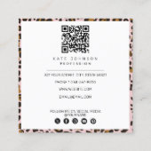 Druckmuster für Tierhautleopard, rosa QR-Code Quadratische Visitenkarte (Rückseite)