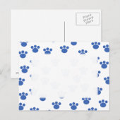 Druckmuster für Tierpaw. Blau und Weiß. Postkarte (Vorne/Hinten)