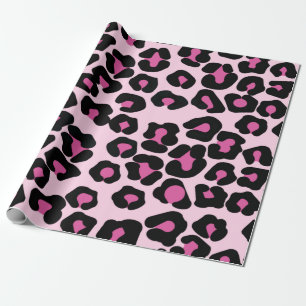 Druckmuster in Rosa und Schwarz-Leopard Geschenkpapier