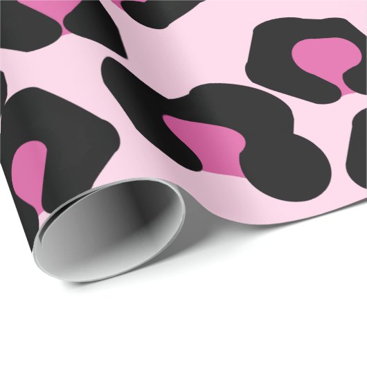 Druckmuster in Rosa und Schwarz-Leopard Geschenkpapier (Rolleneckpunkt)