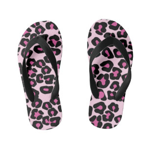 Druckmuster in Rosa und Schwarz-Leopard Kinderbadesandalen