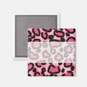 Druckmuster in Rosa und Schwarz Leopard. Magnet (Vorderseite/Rückseite)