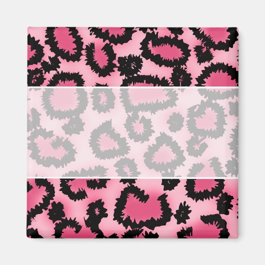 Druckmuster in Rosa und Schwarz Leopard. Magnet (Vorne)