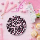 Druckmuster in Rosa und Schwarz-Leopard Pappteller (Party)