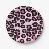 Druckmuster in Rosa und Schwarz-Leopard Pappteller (Vorderseite)