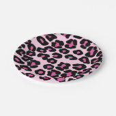 Druckmuster in Rosa und Schwarz-Leopard Pappteller (Schrägansicht)