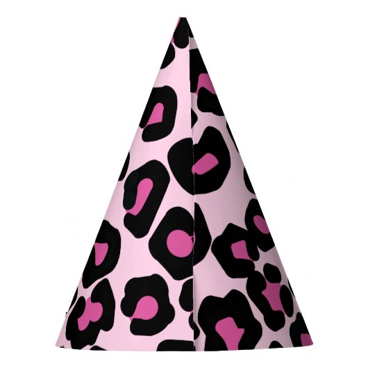 Druckmuster in Rosa und Schwarz-Leopard Partyhütchen (Rückseite)