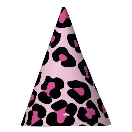 Druckmuster in Rosa und Schwarz-Leopard  Partyhütchen (Rechts)