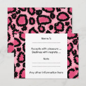 Druckmuster in Rosa und Schwarz Leopard. RSVP Karte (Vorne/Hinten)