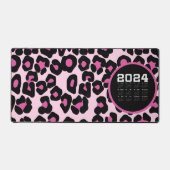 Druckmuster in Rosa und Schwarz-Leopard Schreibtischunterlage (Vorderseite)