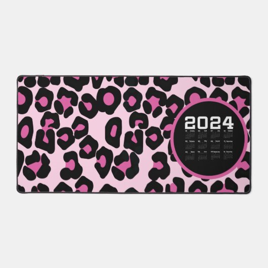 Druckmuster in Rosa und Schwarz-Leopard Schreibtischunterlage (Vorderseite)