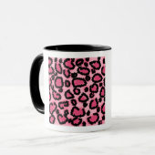 Druckmuster in Rosa und Schwarz Leopard. Tasse (Vorderseite Links)