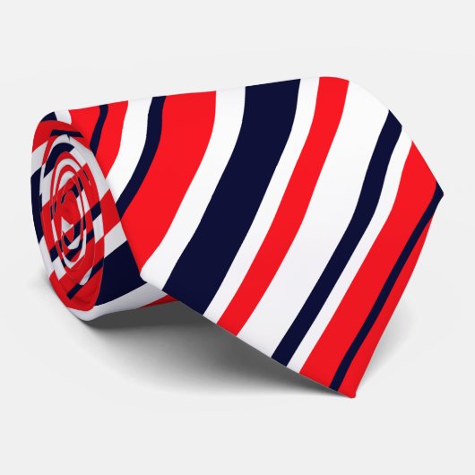 Druckmuster-Krawatte von Funky Red Blue Stripes Krawatte (Gerollt)