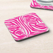 Druckmuster mit rosa Zebrastreifen Getränkeuntersetzer (Linke Seite)