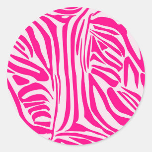 Druckmuster mit rosa Zebrastreifen Runder Aufkleber