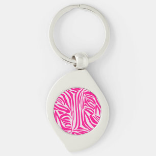 Druckmuster mit rosa Zebrastreifen Schlüsselanhänger